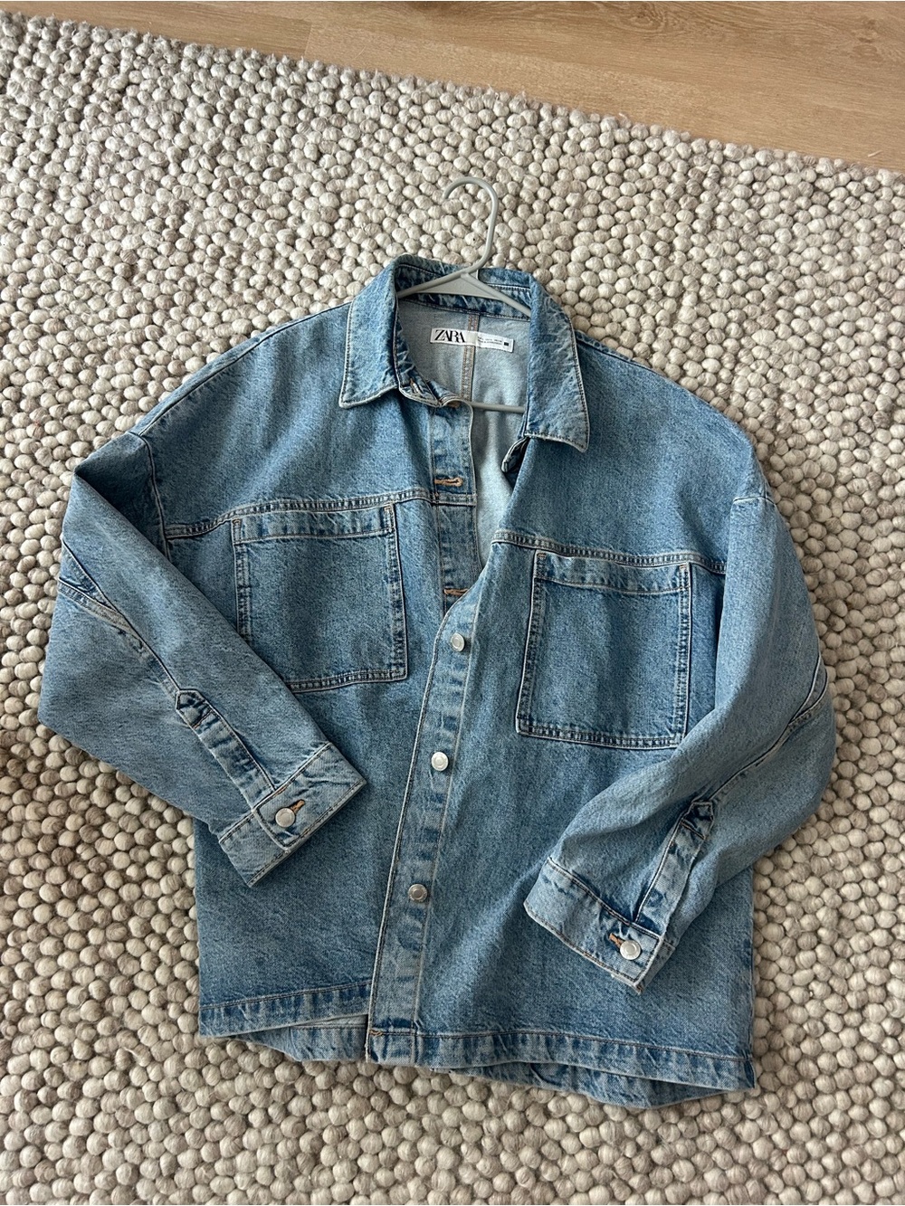 Zara Light Blue Oversized Denim Shirt Jacket